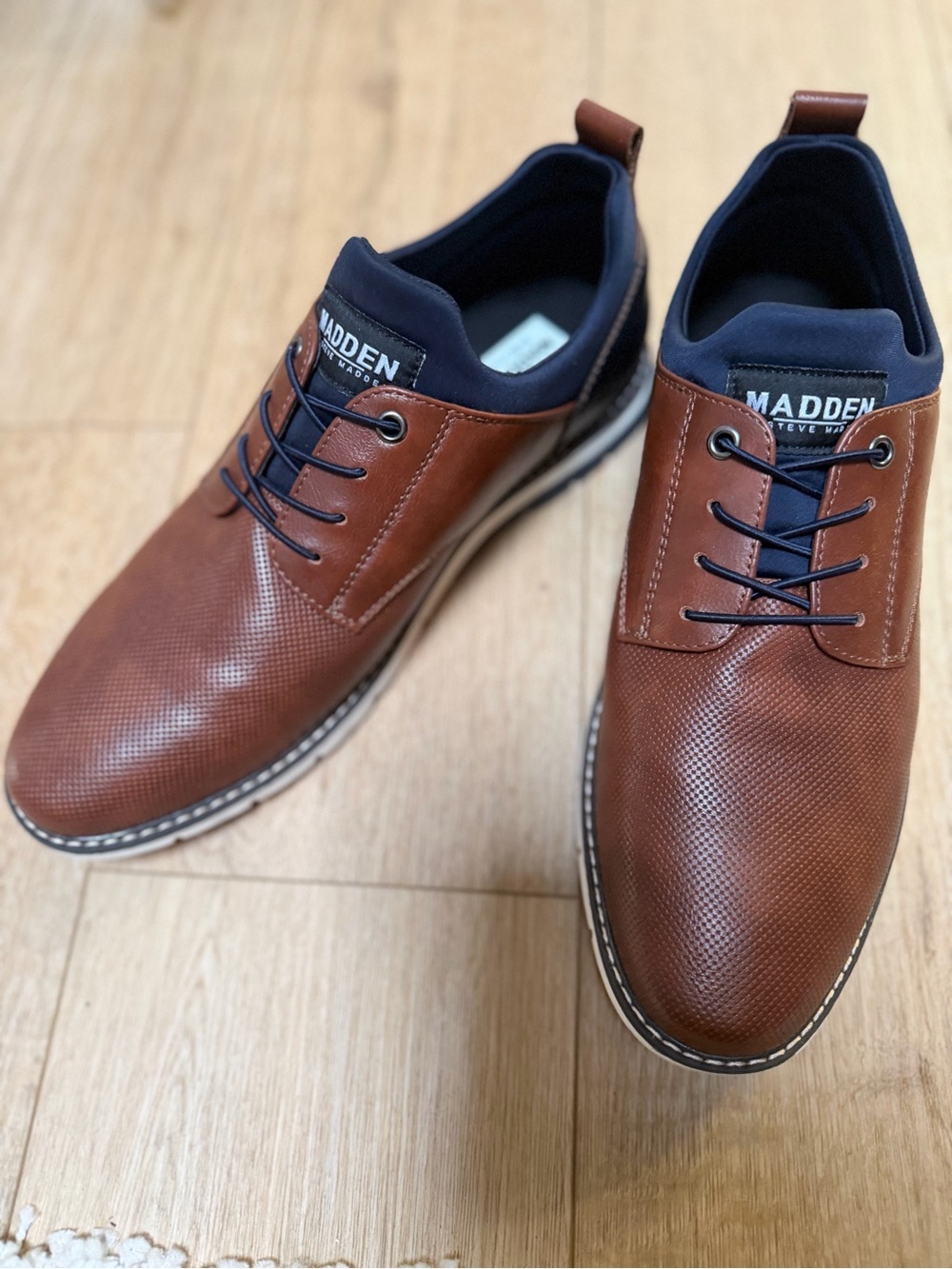 Madden Steve Madden Men’s Lyddon Oxford Brown Blue Casual Lace-Up Shoes 10.5